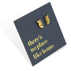 Stainless Steel Earring Studs No Place Like Home KOALAS gold, silver, rose gold, black