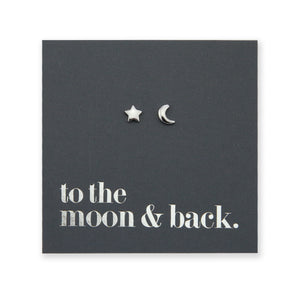 Moon & Star - Sterling Silver Studs - To The Moon & Back (2201-F)