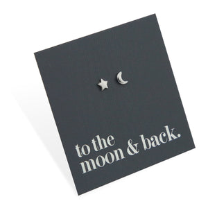 Moon & Star - Sterling Silver Studs - To The Moon & Back (2201-F)
