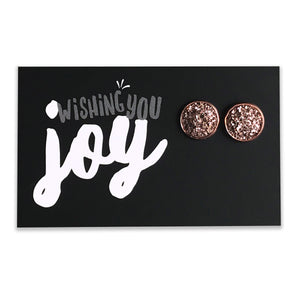SPARKLEFEST - Wishing You Joy - Rose Gold 12mm Circle Studs - Druzy (8804)