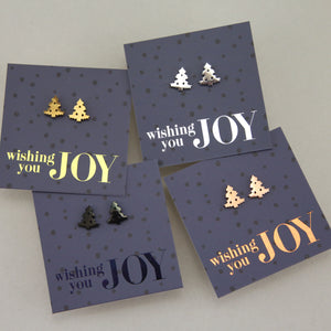 Stainless Steel Earring Studs - Wishing You Joy - CHRISTMAS TREE