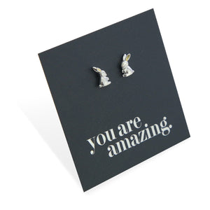 Itsy Bitsy Bunny Studs - Sterling Silver - You Are Amazing - (2412-F)