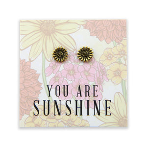 Wildflower Collection - You Are Sunshine - Sunflower Earring Studs - Bright Gold (8606-F)