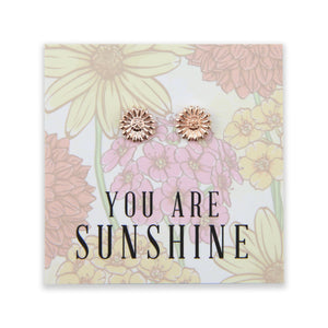 Wildflower Collection - You Are Sunshine - Sunflower Earring Studs - Rose Gold (8607-F)