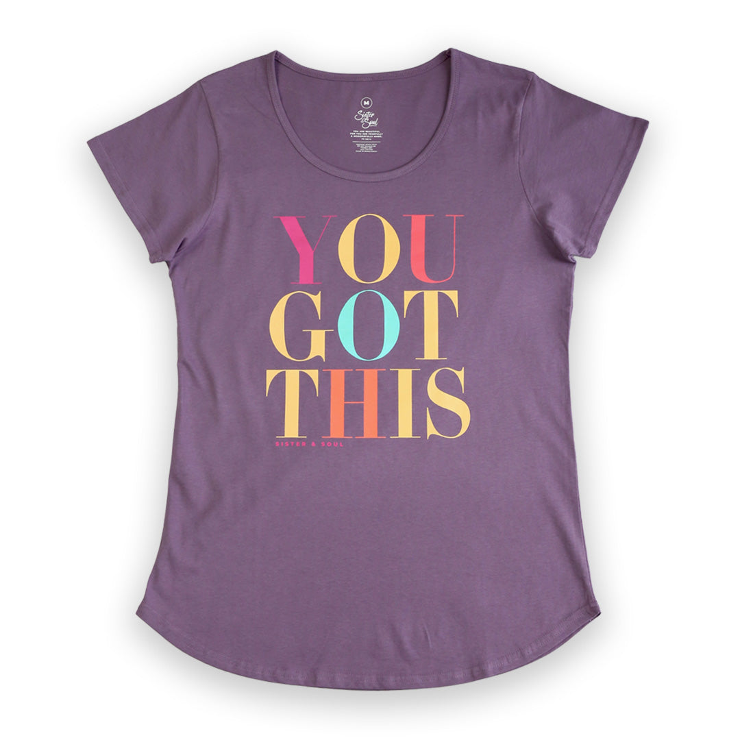 YOU GOT THIS Tee - Dusty Purple Scoopy - Colourful Print