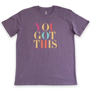 YOU GOT THIS - Plus Size Long Boxy Tee - Oversized - Dusty Purple with Colourful Print
