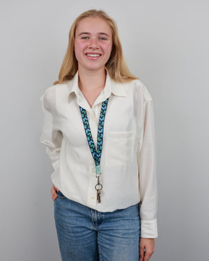 Premium Lanyard - Teal Butterflies