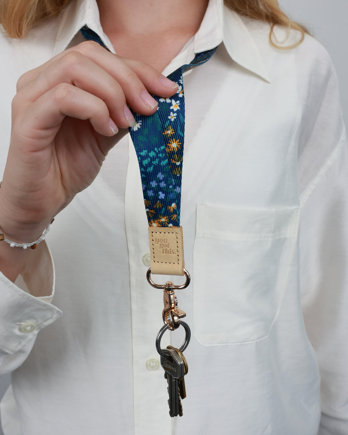 Premium Lanyard - Dark Blue Floral