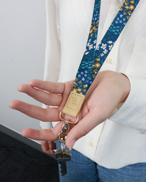 Premium Lanyard - Dark Blue Floral