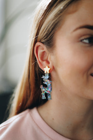 Acrylic & Resin Dangles - 'Big Love Just For You' - Sparkle Resin Reindeer (9112)