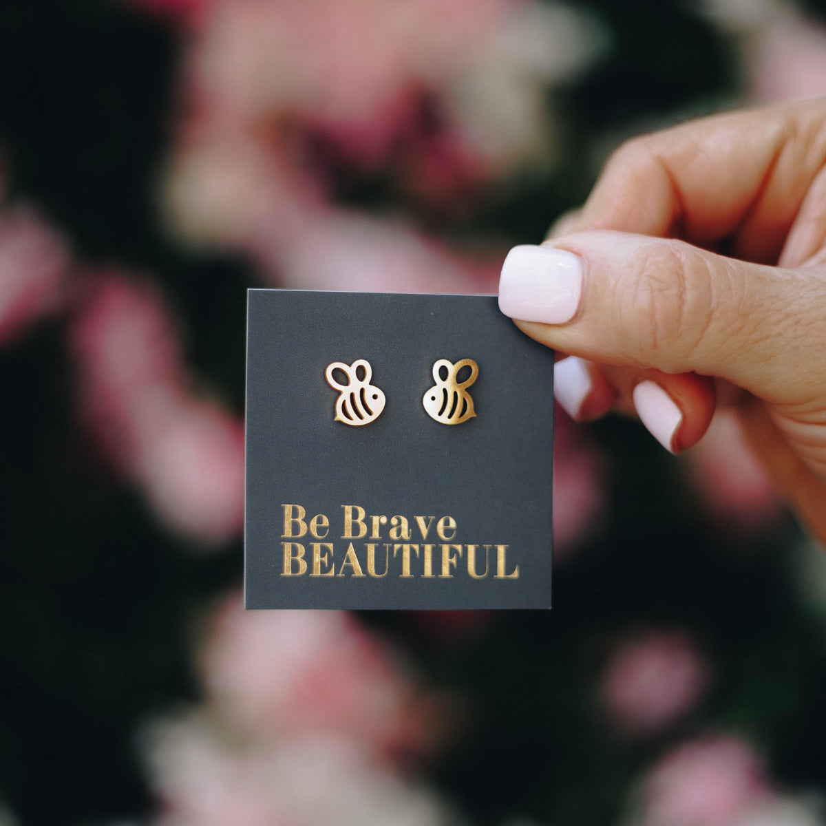 Stainless Steel Earring Studs - Be Brave Beautiful - BEE