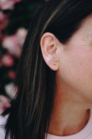 Stainless Steel Earring Studs - Happy Birthday Beautiful - HANGING STARS