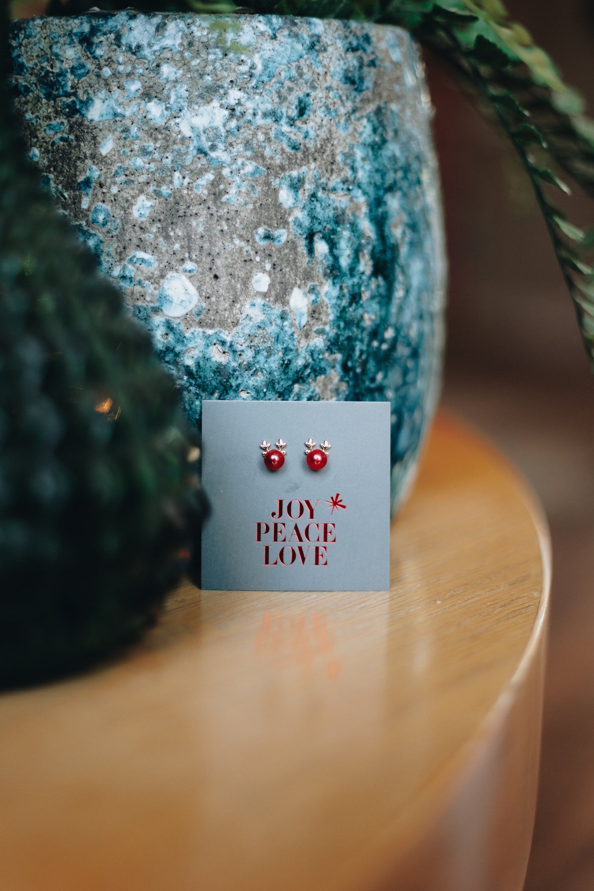 Sterling Silver Studs - Joy Peace Love - Reindeer Nose (9106)