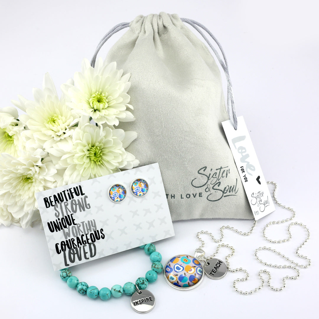 BEAUTIFUL STRONG UNIQUE - Aqua Breeze & Apple Teach Inspire - 3 Piece Deluxe Gift Bundle (L11)