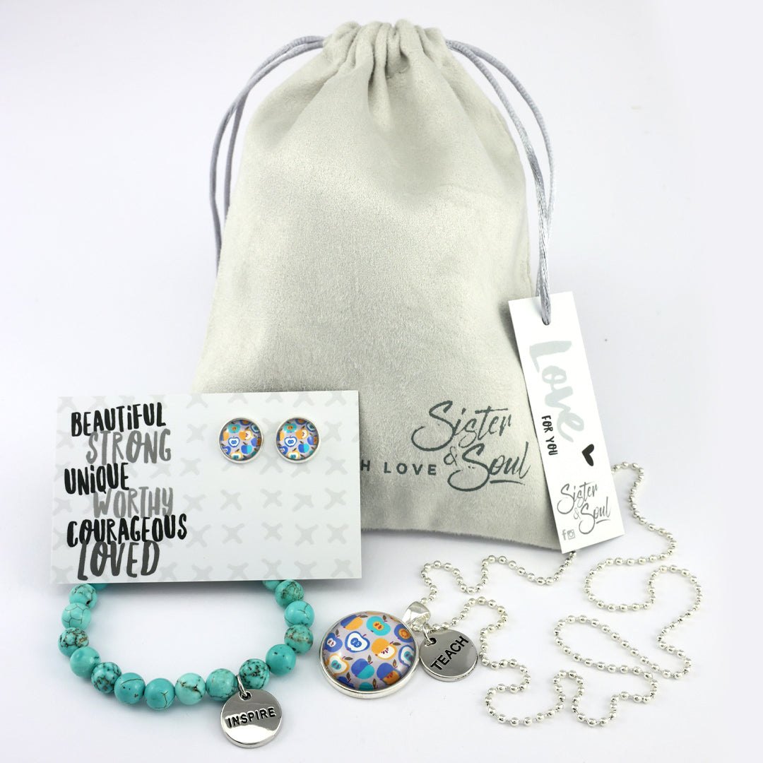 BEAUTIFUL STRONG UNIQUE - Aqua Breeze & Apple Teach Inspire - 3 Piece Deluxe Gift Bundle (L11)