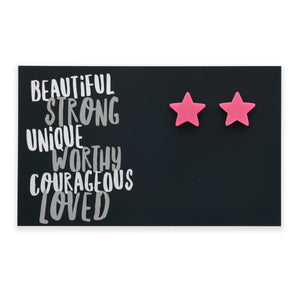 Beautiful Strong Unique pink acrylic star stud earrings – Sister & Soul