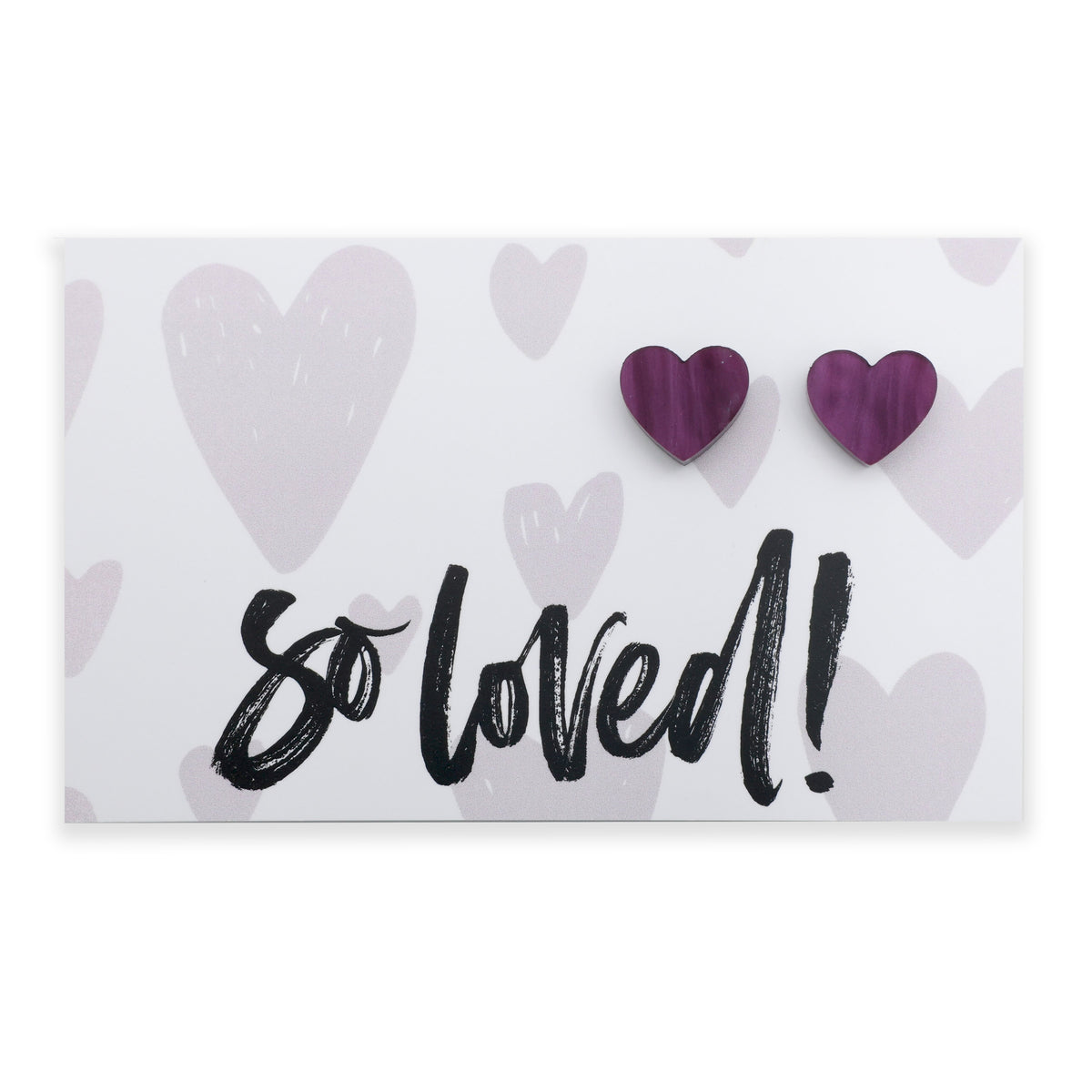 So Loved purple swirl resin acrylic heart stud earrings – Sister & Soul
