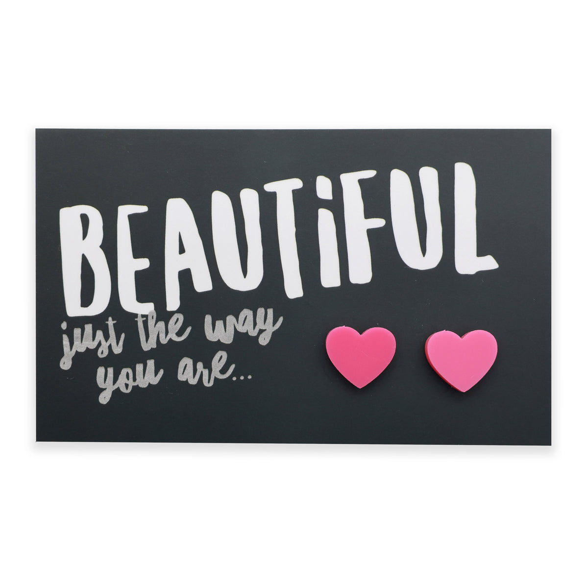 Beautiful Just The Way You Are pink acrylic heart stud earrings – Sister & Soul