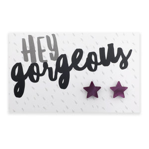 Hey Gorgeous purple swirl acrylic star stud earrings – Sister & Soul