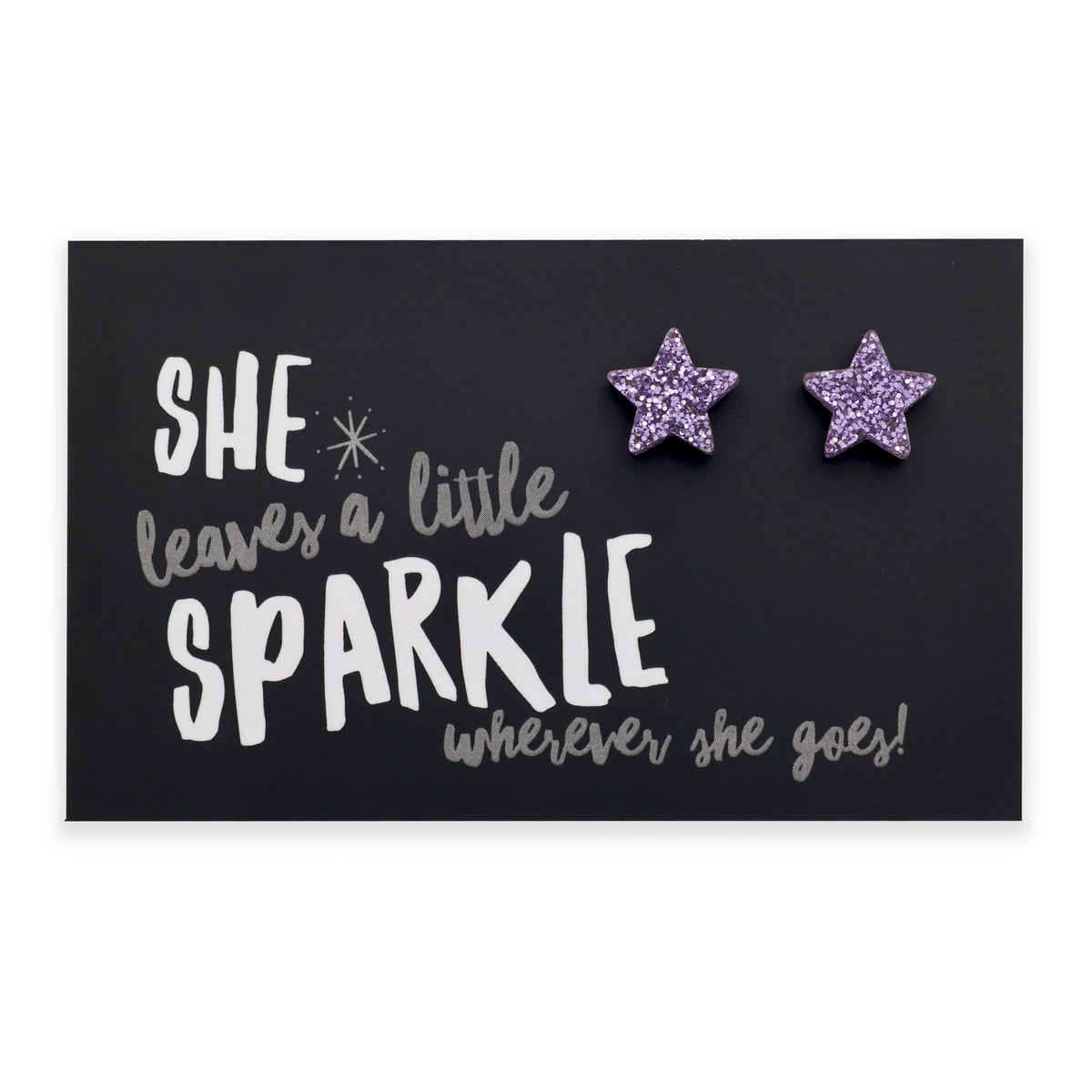 She Leaves A Little Sparkle star acrylic glitter stud earrings in light purple – Sister & Soul