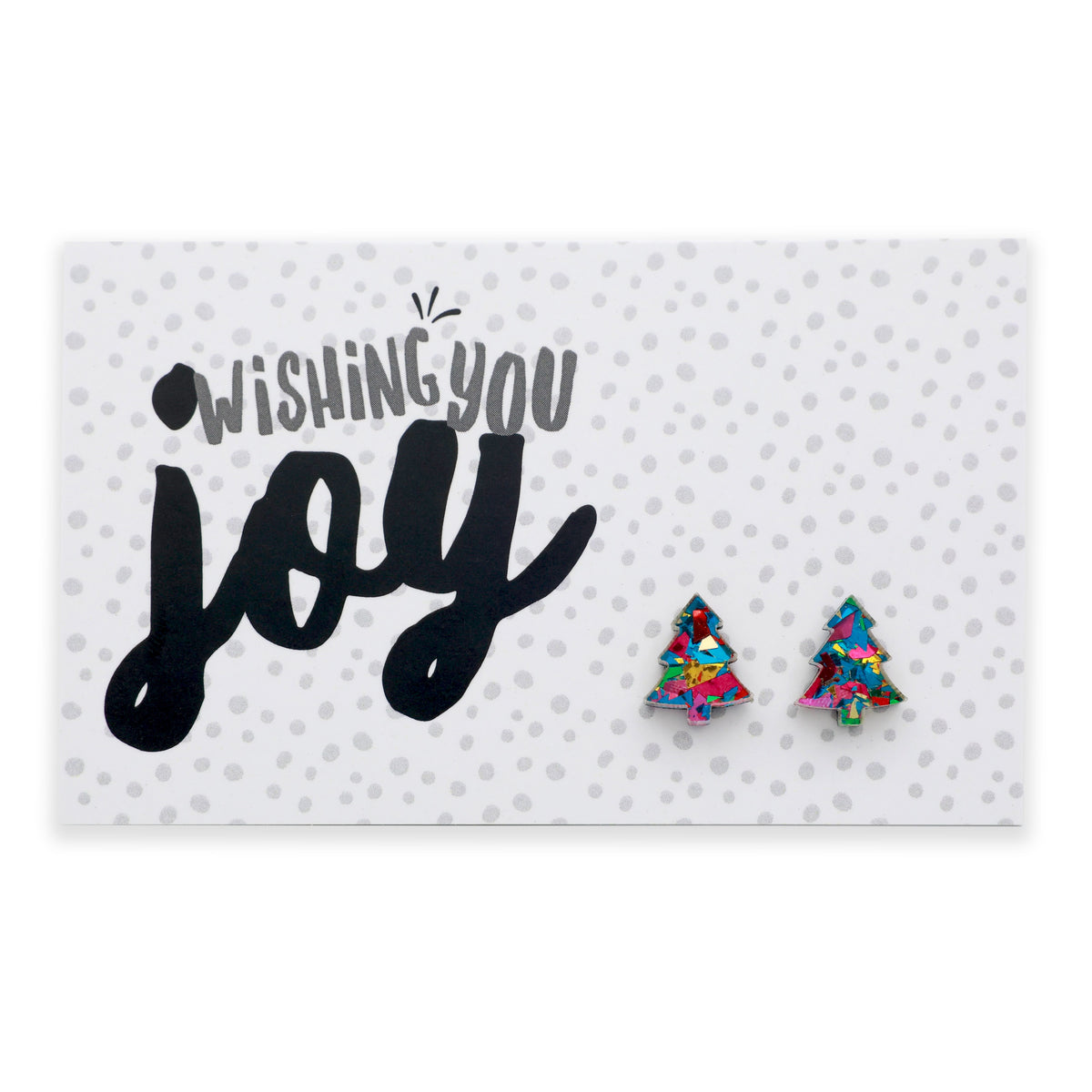 Wishing You Joy Christmas tree acrylic glitter stud earrings in kaleidoscope glitter – Sister & Soul