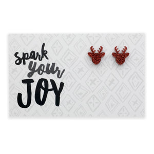Spark Your Joy reindeer acrylic glitter stud earrings in chestnut glitter – Sister & Soul