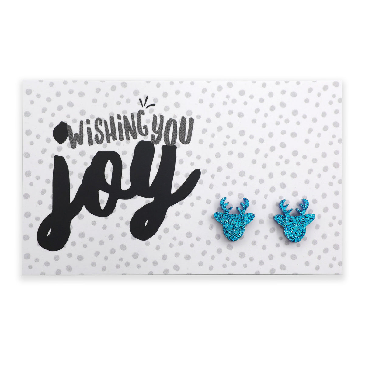 Wishing You Joy reindeer acrylic glitter stud earrings in aqua blue glitter – Sister & Soul
