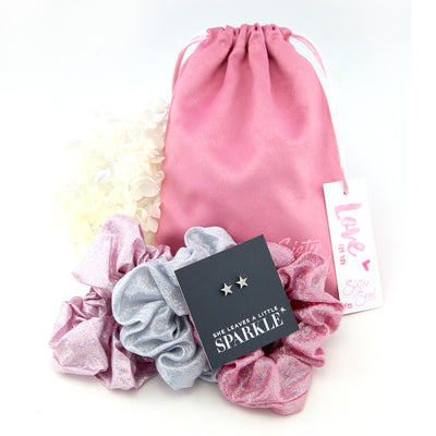 Pink Shimmer Sparkle Scrunchie Gift Bundle (T02)