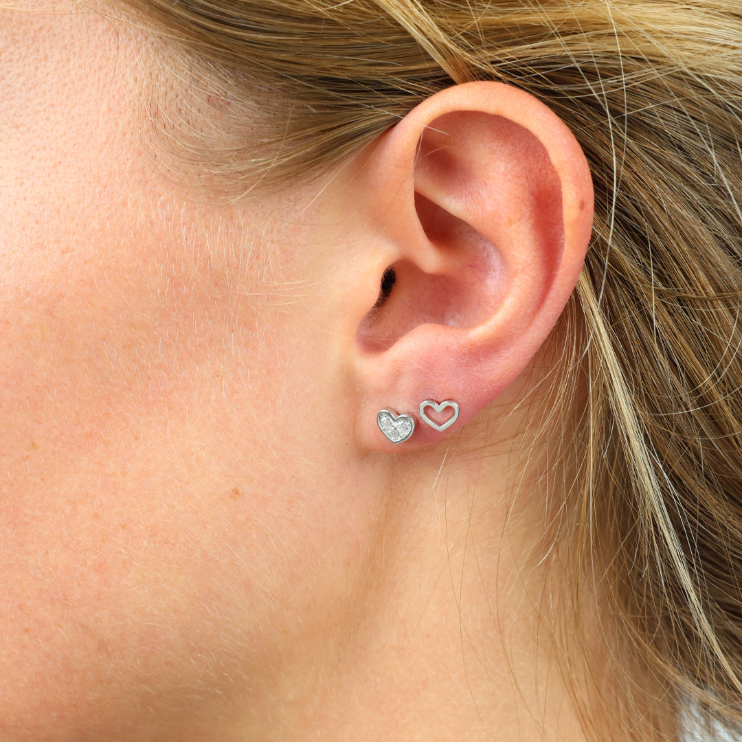 2 Hearts - Sterling Silver Studs + CZ - Thank You For Being So Amazing (8815-F)