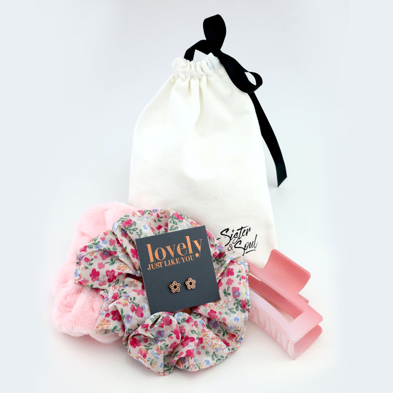 Lovely Pink Plushy Scrunchie Gift Bundle (L13)