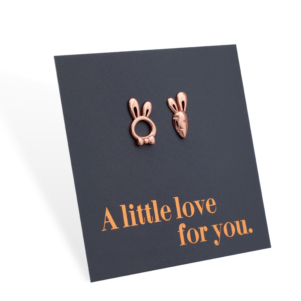 Sterling Silver Earring Studs - Love Just For You - BUNNY & CARROT Rose Gold (8811-R)