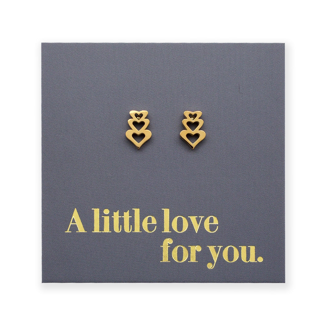 Stainless Steel Earring Studs - A Little Love For You - TRIPLE HEART