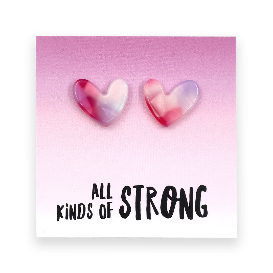 PINK COLLECTION | Resin Heart Studs | All Kinds Of Strong - Sugar & Spice