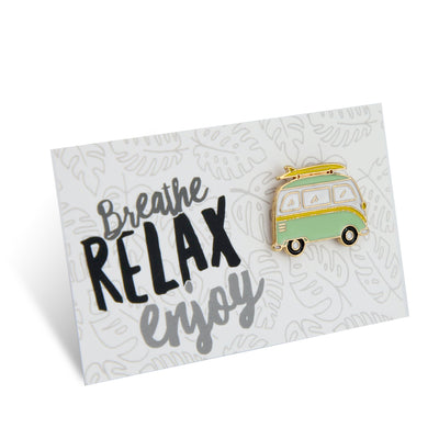 Lovely Pins! Breath, Relax, Enjoy - Beach Camper Enamel Badge Pin - (10142)