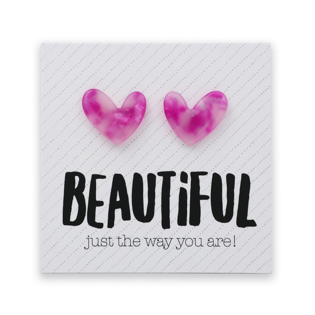 Resin Heart Studs | Beautiful Just The Way You Are - Daydream