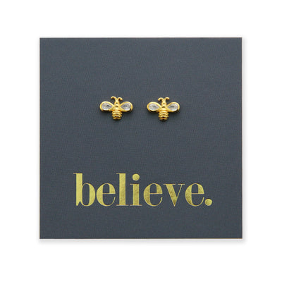 Bumble Bee Studs - Gold Sterling Silver - Believe (2412-R)