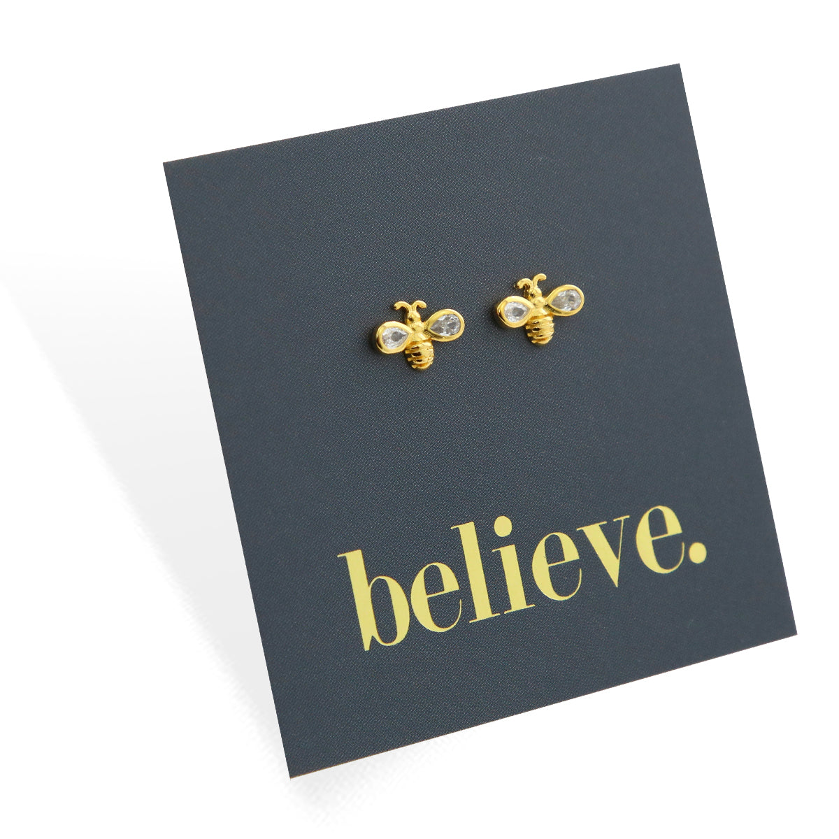 Bumble Bee - 18k Gold  Plated Sterling Silver Studs - Believe (2412-R)