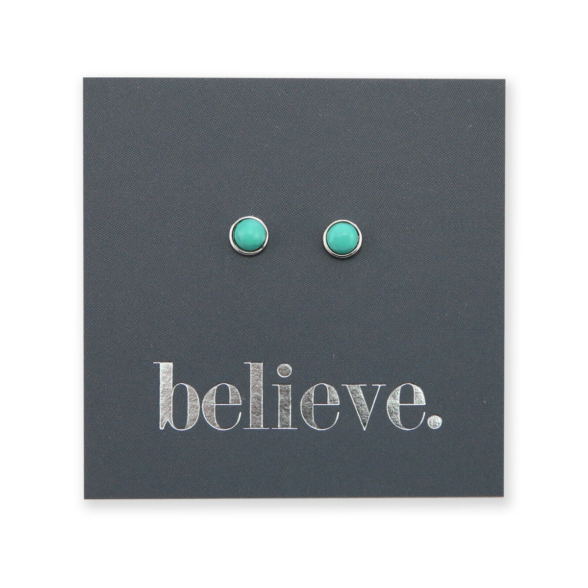 Tiny Turquoise Studs - Sterling Silver - Believe (8806-F)