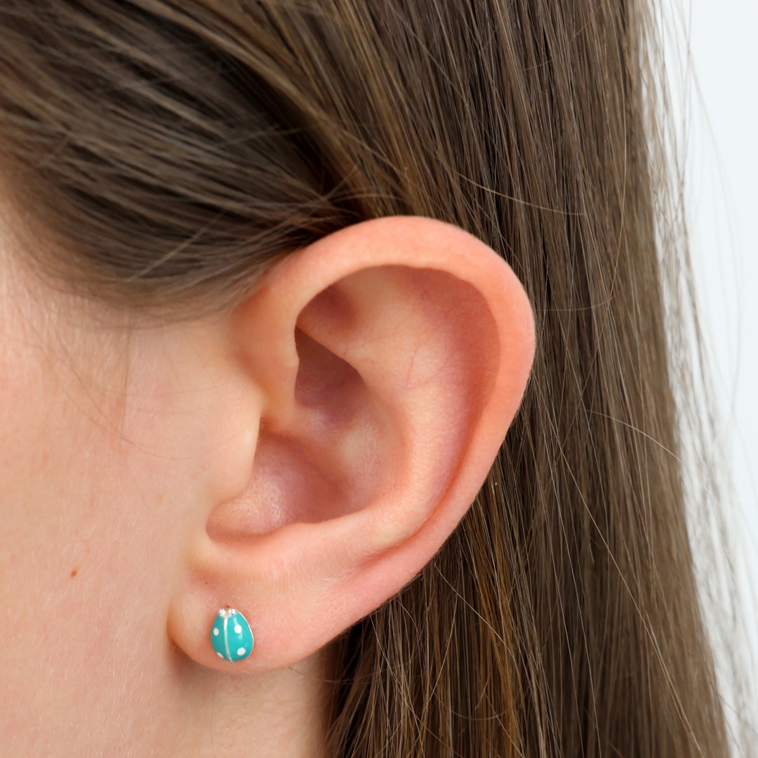 TEAL COLLECTION - Teal Lady Beetle - Sterling Silver Studs - Love Just For You... (9510-F)