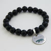 Stone Bracelet - Matt Black Onyx 10mm Beads - MAMA BEAR (11514)