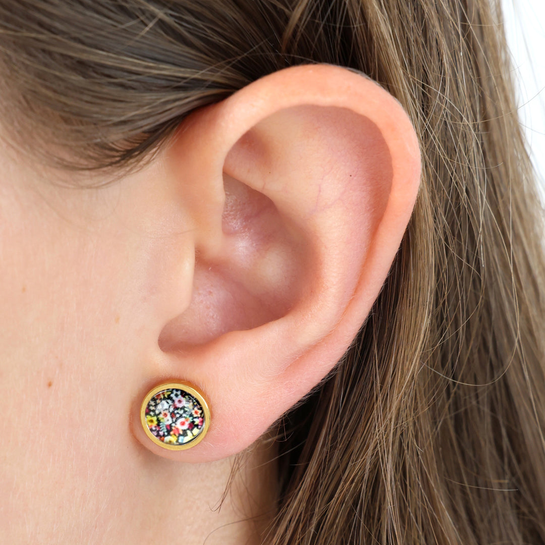 Worthy . Beautiful . Brave  - Gold Stainless Steel 8mm Circle Studs - BLOOMIE (12844)
