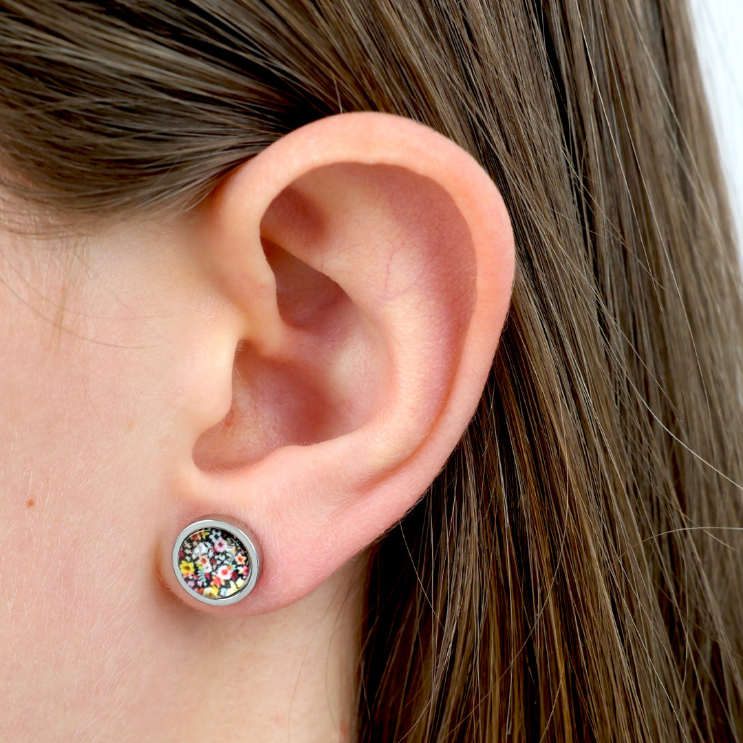 Worthy . Beautiful . Brave  - Silver Stainless Steel 8mm Circle Studs - BLOOMIE (12653)