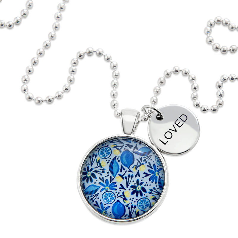Blue Collection - Bright Silver 'LOVED' Necklace - Blue Lemon Squeeze (10365)
