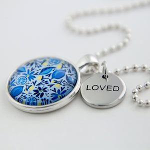 Blue Collection - Bright Silver 'LOVED' Necklace - Blue Lemon Squeeze (10365)