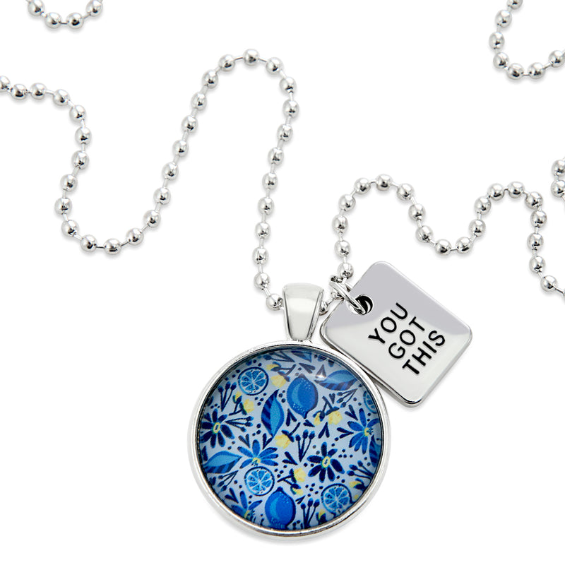 Blue Collection - Bright Silver 'YOU GOT THIS' Necklace - Blue Lemon Squeeze (10522)