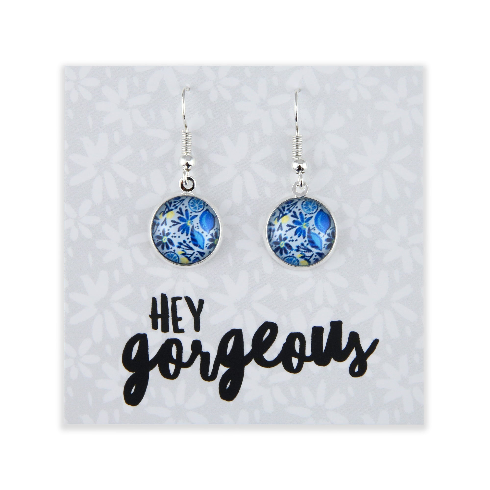 Blue Collection - Hey Gorgeous - Bright Silver Dangle Earrings - Blue Lemon Squeeze (12143)