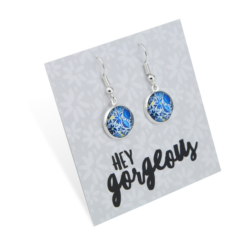 Blue Collection - Hey Gorgeous - Bright Silver Dangle Earrings - Blue Lemon Squeeze (12143)