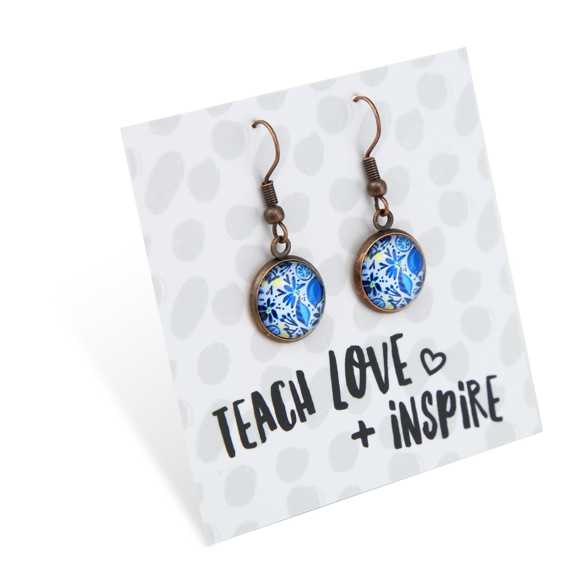 Blue Collection - Teach Love + Inspire - Vintage Copper Dangle Earrings - Blue Lemon Squeeze (12141)