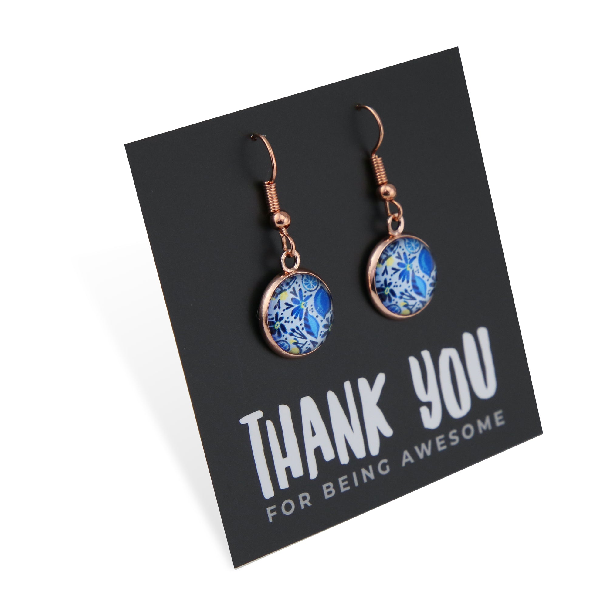 Blue Collection - Thank You For Being Awesome - Rose Gold Dangle Earrings - Blue Lemon Squeeze (11932)