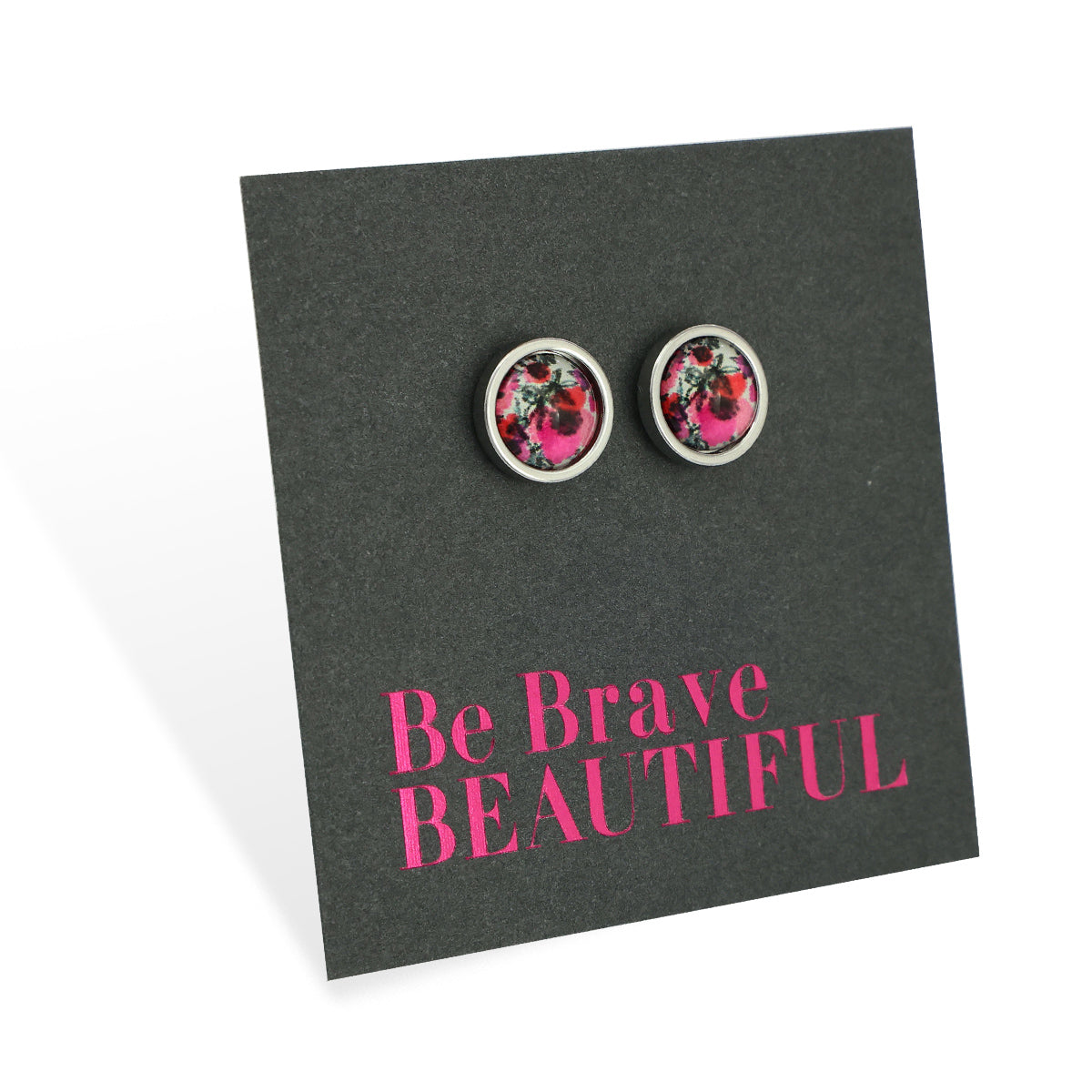 Be Brave Beautiful - Silver Stainless Steel 8mm Circle Studs - Bonita (12344)